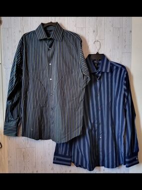 Banana Republic Striped Long-Sleeve Button Down Shirt Men's Size L Lot of 2